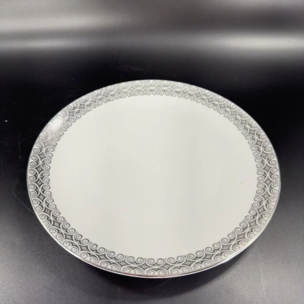 Winterling Schwarzenbach Bavaria Porcelain Dish Plate Platinum Germany Set 4 VTG